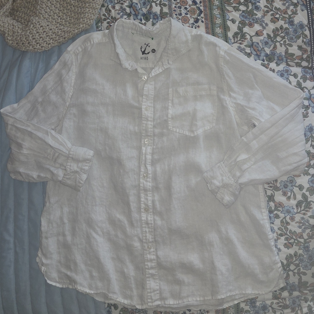 Hiho Linen Shirt Hiho Button Up Shirt Mens Sz Xl 100%